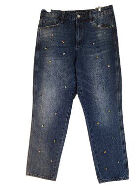 NWT Buffalo David Bitton Girlfriend High Rise Gemstone Rhinestone Jeans Size 31